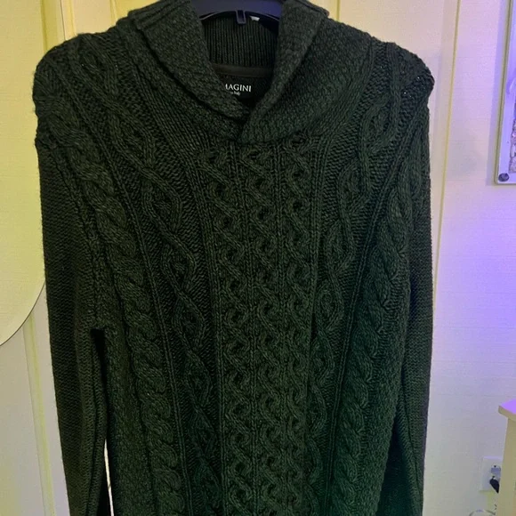 Olive Green Ribbed Turtleneck Sweater Made in Italy - Picture 3 of 3
